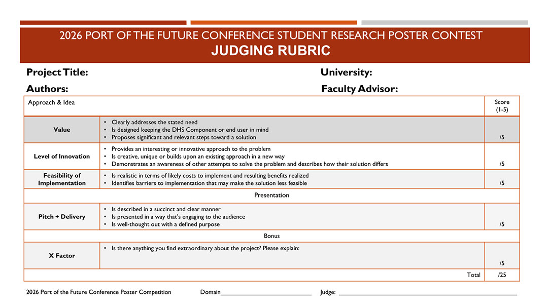 2026 Port of the Future Contest Judging Rubric